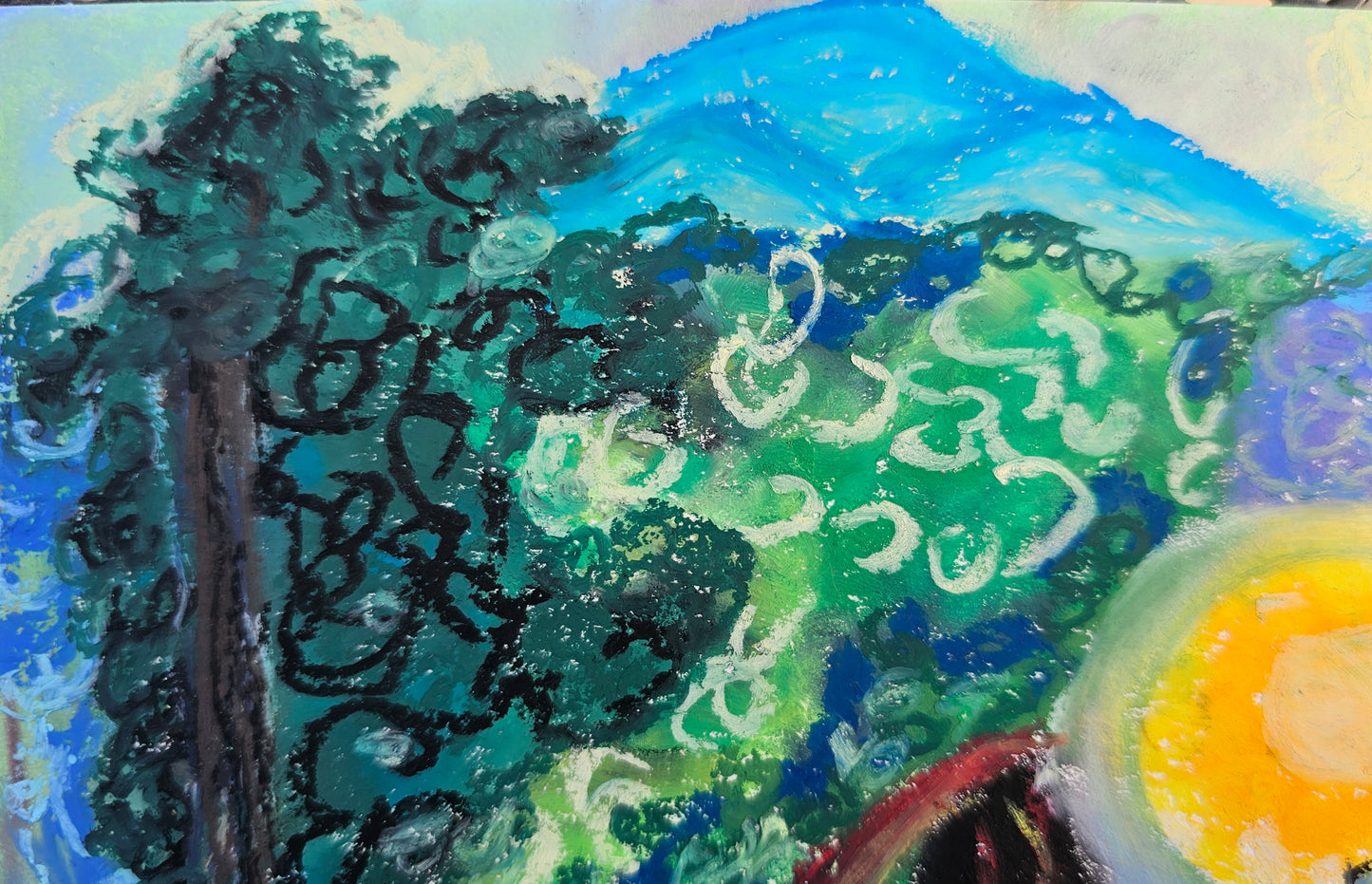 Rebirth Sacred Fire - Original Oil Pastel Art | Energy Art For Spring Equinox Aries Eclipse