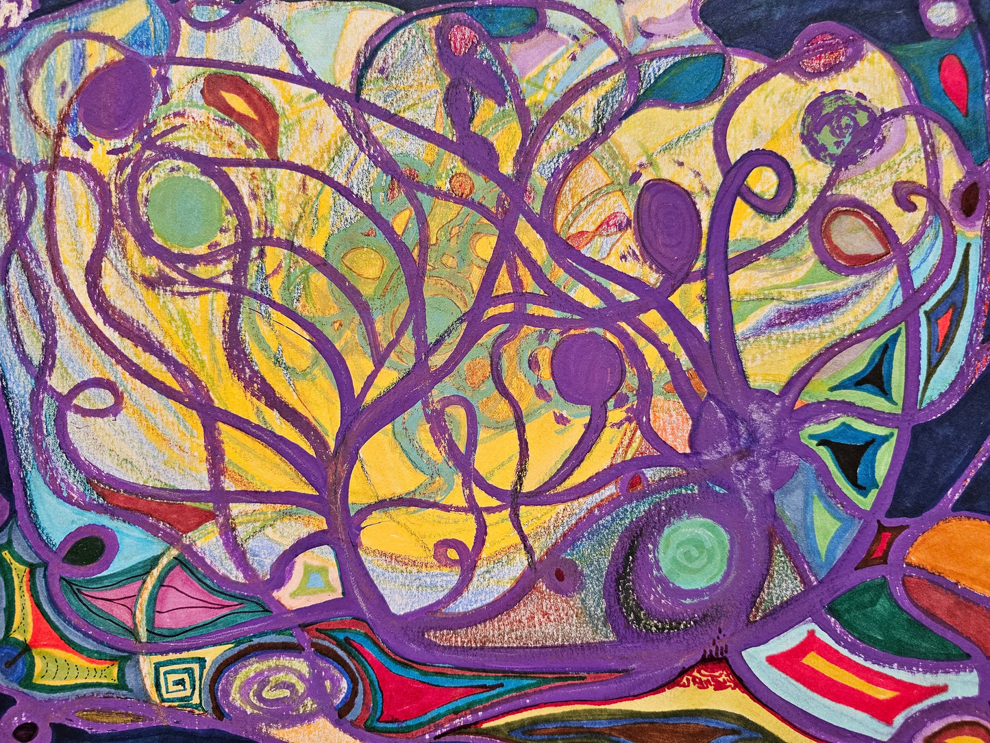Original Abstract Markers Art Vibrational Art: Interconnection/Original Channeled Spiritual Energy Artwork