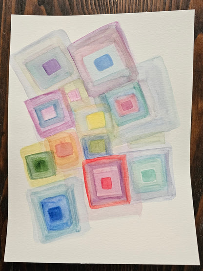 Original Vibrational Art Watercolor Energy Painting: Gateway To Other Worlds