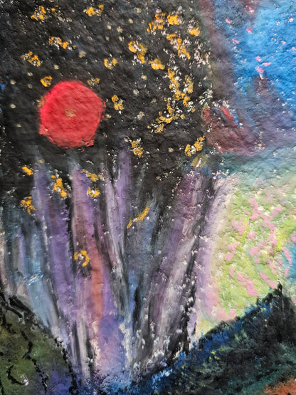 Original Oil Pastel Energy Art: Shamanic Journey In New Mexico