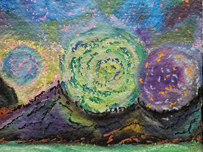 Original Oil Pastel Energy Art: Shamanic Journey In New Mexico