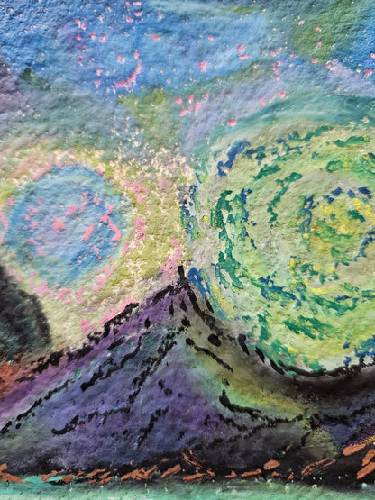 Original Oil Pastel Energy Art: Shamanic Journey In New Mexico