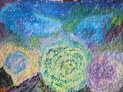 Original Oil Pastel Energy Art: Shamanic Journey In New Mexico