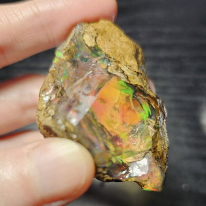 Rare Ethiopian Welo water opal gemstone close-up 