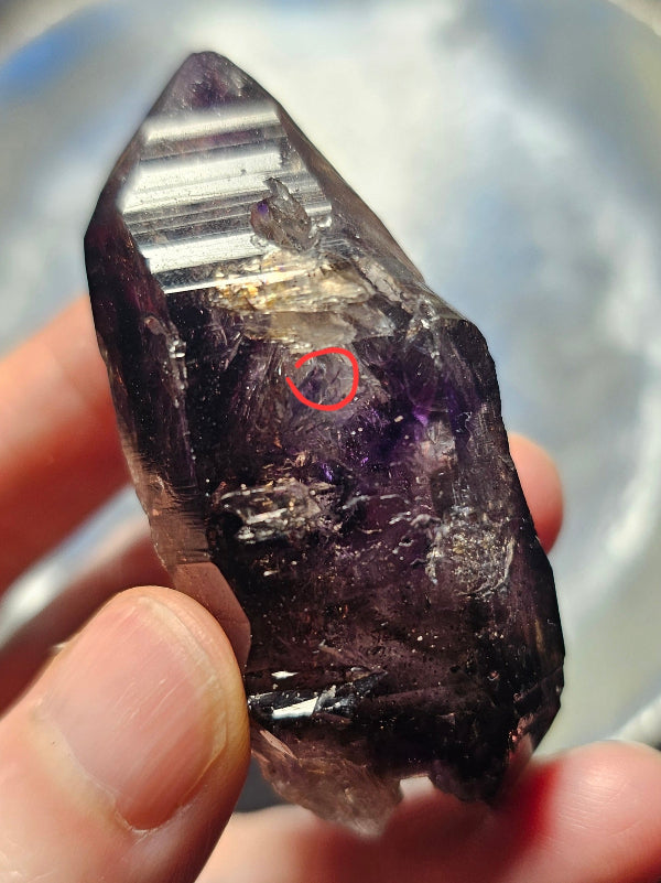 Brandberg Amethyst Enhydro 34g — deep purple violet flame phantoms, Namibia
