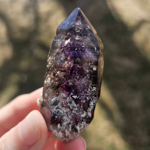 Brandberg Amethyst Enhydro 34g — deep purple violet flame phantoms, Namibia