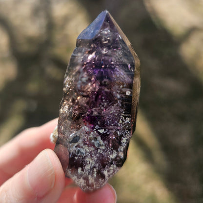 Brandberg Amethyst Enhydro 34g — deep purple violet flame phantoms, Namibia