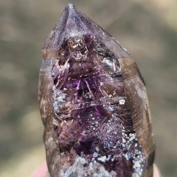 Brandberg Amethyst Enhydro 34g — deep purple violet flame phantoms, Namibia
