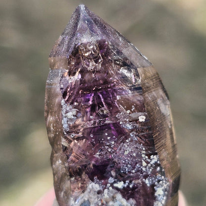 Brandberg Amethyst Enhydro 34g — deep purple violet flame phantoms, Namibia
