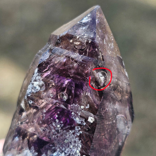 Brandberg Amethyst Enhydro 34g — deep purple violet flame phantoms, Namibia