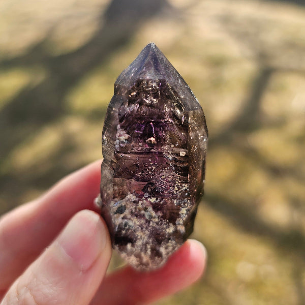 Brandberg Amethyst Enhydro 34g — deep purple violet flame phantoms, Namibia