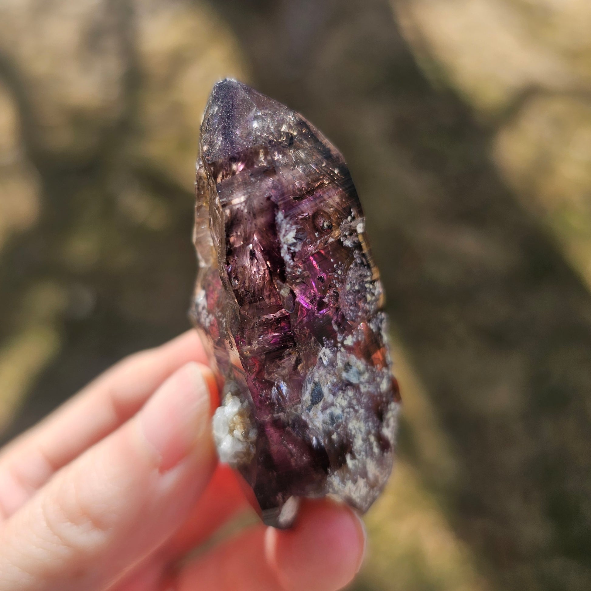Brandberg Amethyst Enhydro 34g — deep purple violet flame phantoms, Namibia