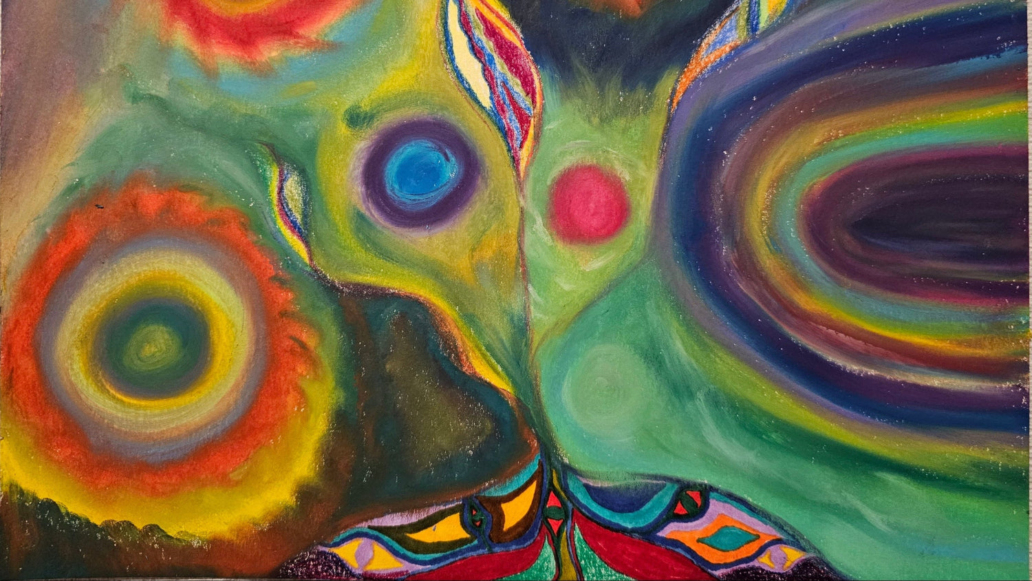 Channeled oil pastel cosmic energy portal — original healing art by Wei, Bloodmoon Astrology