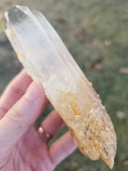 5.5" Colombian Golden Healer & Blue Smoke Quartz | DNA Lemurian Seed Crystal