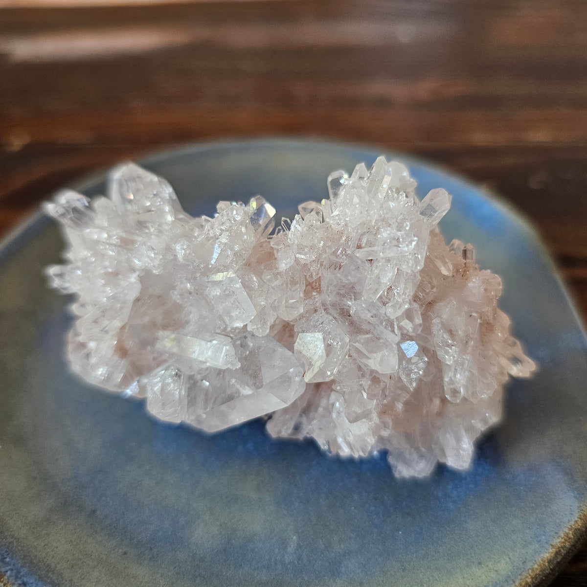 Colombian Pink Lemurian Seed Quartz Cluster 95g