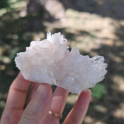 Colombian Pink Lemurian Seed Quartz Cluster 95g