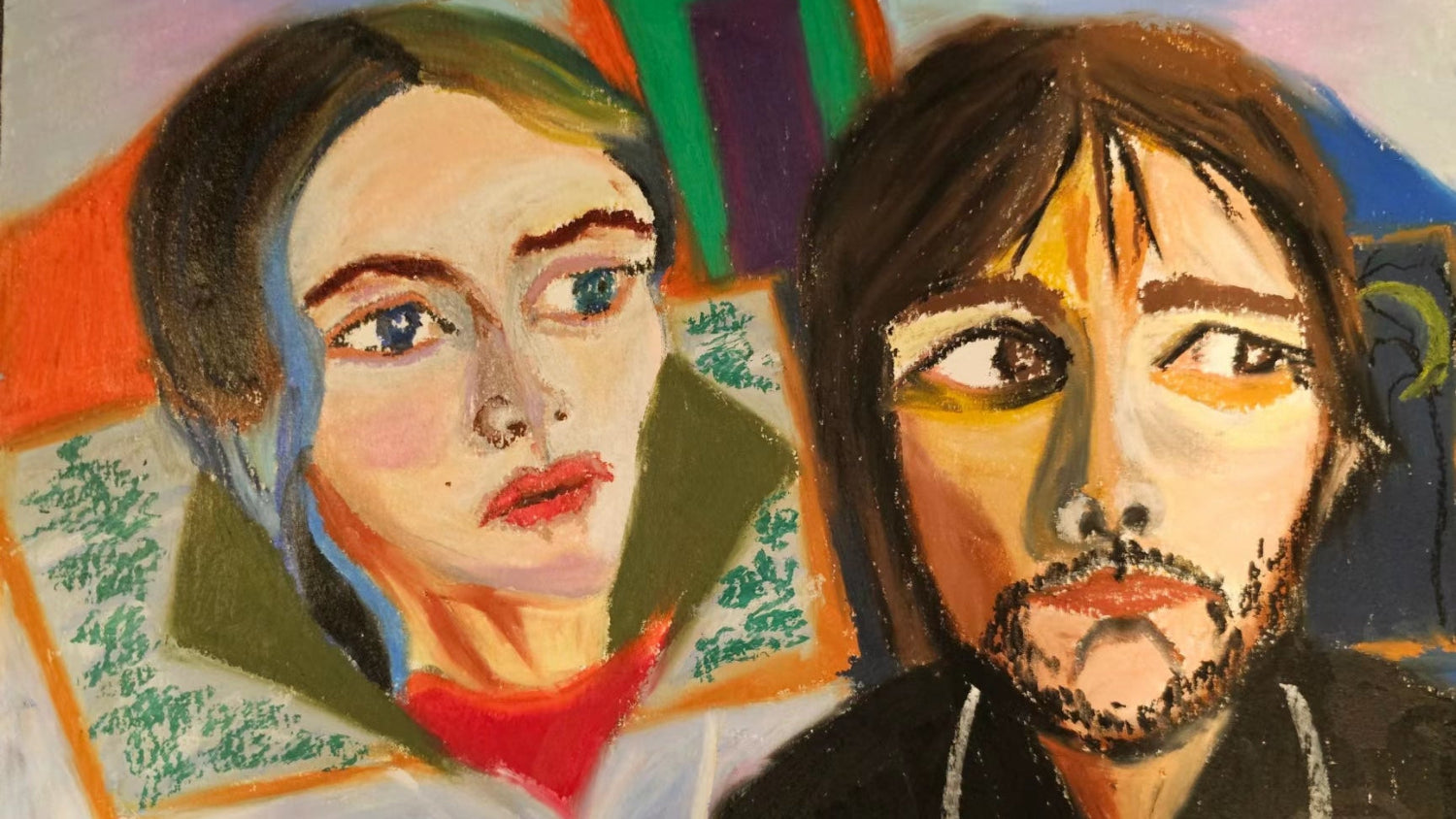 Channeled oil pastel portrait inspired by Eternal Sunshine of the Spotless Mind — original energy artwork by Wei, Bloodmoon Astrology