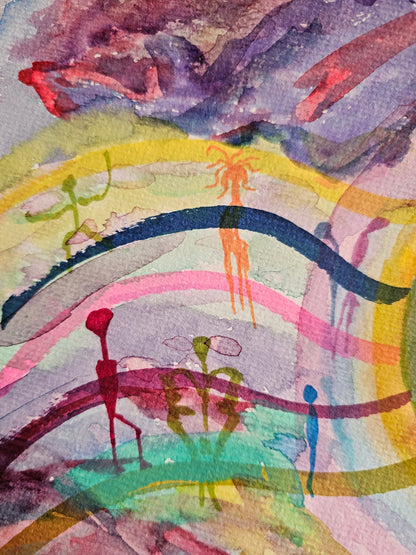 Original Abstract Mixed Media Markers + Watercolor Art: The Music Of The Universe