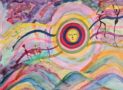 Original Abstract Mixed Media Markers + Watercolor Art: The Music Of The Universe