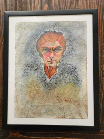 Original Oil Pastels + Soft Pastels Portrait Painting: Space Cowboy