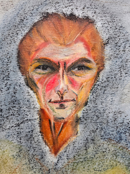 Original Oil Pastels + Soft Pastels Portrait Painting: Space Cowboy