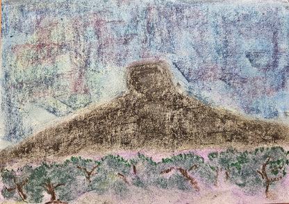 Original Abstract Soft Pastel Landscape Art: Cerro Pedernal/Original Channeled Spiritual Energy Artwork