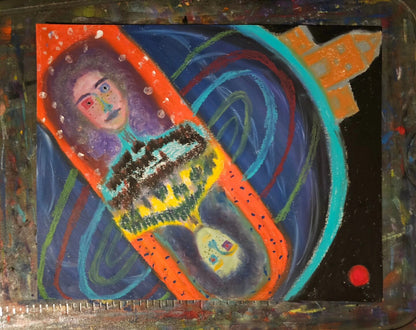 Original Expressionism Energy Art- Pluto Aquarius Portal/Original Channeled Oil Pastel Abstract Art