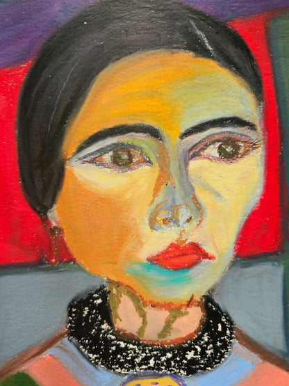 Original Abstract Expressionism Oil Pastels Art: Mollie/Original Divine Feminine Energy Portrait Painting