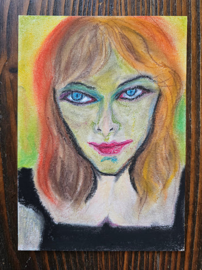 Original Expressionism Woman Portrait/Original Soft Pastel Artwork