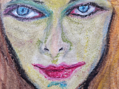 Original Expressionism Woman Portrait/Original Soft Pastel Artwork
