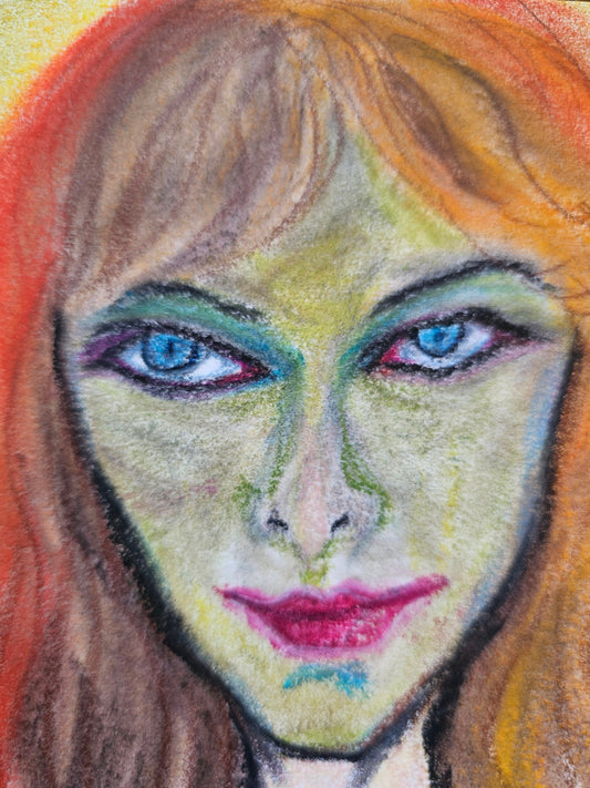 Original Expressionism Woman Portrait/Original Soft Pastel Artwork