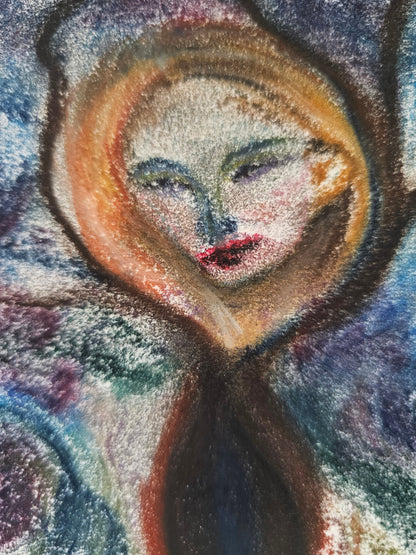 Original Expressionism Art - Female Grounding/Original Soft Pastel Abstract Divine Feminine Energy Art