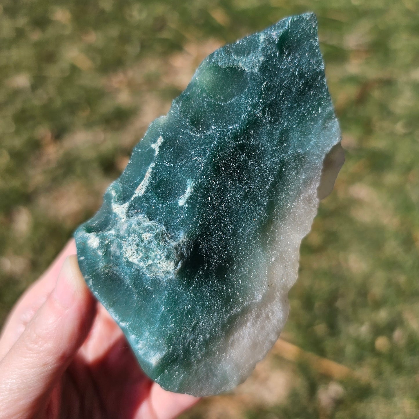 Ultra Rare Rough Mtorolite Chrome Chrysoprase Slice – Emerald Green Chalcedony from Zimbabwe | Heart Chakra Crystal | 115g 4"×2.25"