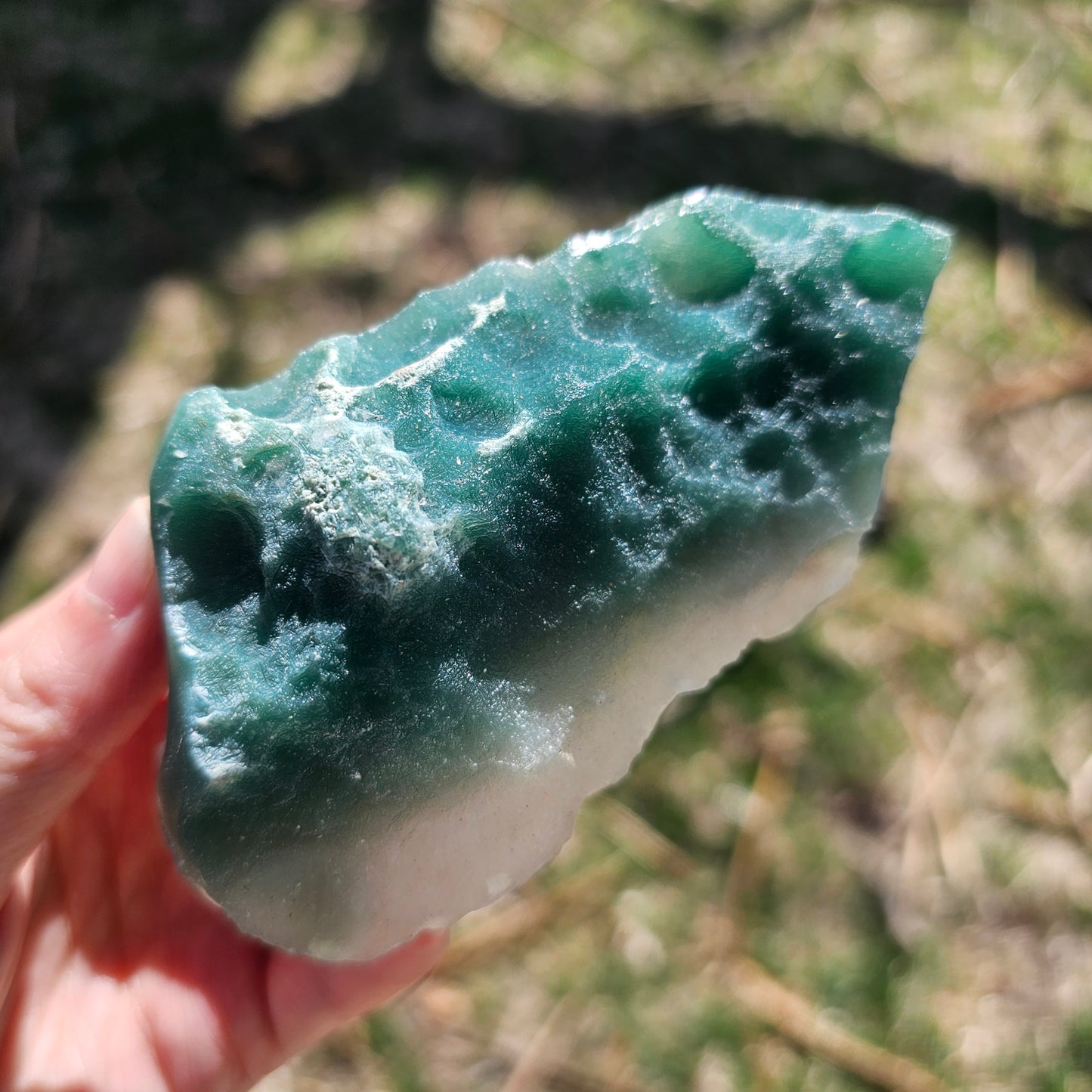 Ultra Rare Rough Mtorolite Chrome Chrysoprase Slice – Emerald Green Chalcedony from Zimbabwe | Heart Chakra Crystal | 115g 4"×2.25"