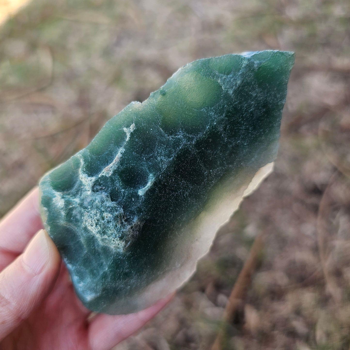 Ultra Rare Rough Mtorolite Chrome Chrysoprase Slice – Emerald Green Chalcedony from Zimbabwe | Heart Chakra Crystal | 115g 4"×2.25"