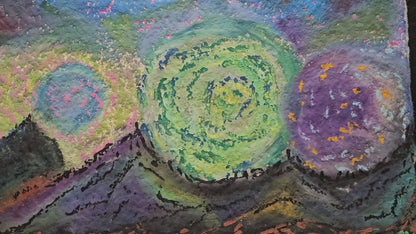 Original Oil Pastel Energy Art: Shamanic Journey In New Mexico